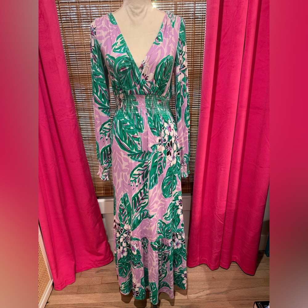 Lilly Pulitzer Mistral V-Neck Maxi Dress in Magnolia Lil Leidees Nights - Size M